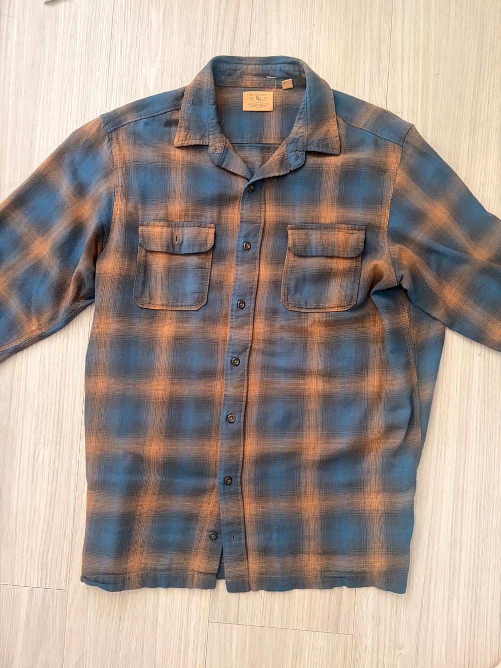 Men's Cotton Red Head Ranch Blue and Brown Flannel Shirt Size LT